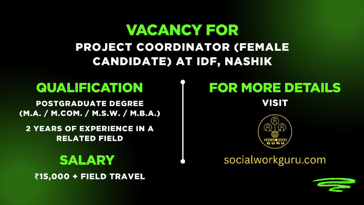 MSW and postgraduate candidates recruitment for Project Coordinator in Nashik NGO