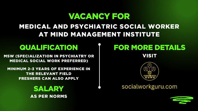 Medical and Psychiatric Social Worker Job 2025 at Mind Management Institute