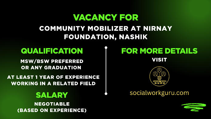 Community Mobilizer Job 2025 at Nirnay Foundation Nashik