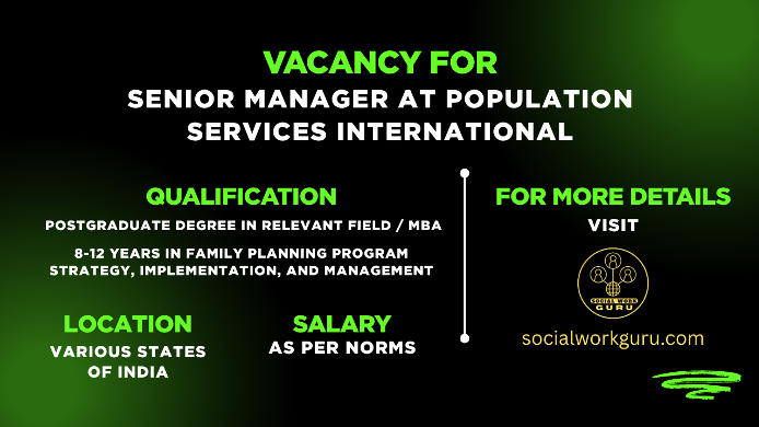 PSI India Recruitment 2025 notification Senior Manager Program Implementation