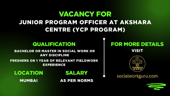 Akshara Centre Recruitment 2025 Junior Program Officer YCP Program notification
