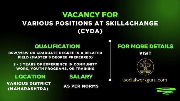 Skill4Change CYDA Recruitment 2025 job notification Skill Center Head Field Executive
