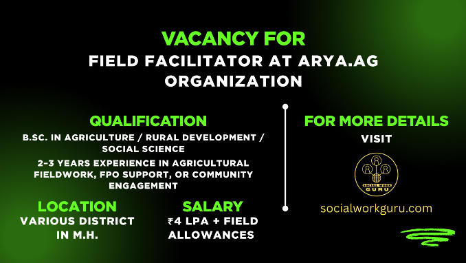 Arya.ag Recruitment 2025 Field Facilitator job notification Maharashtra